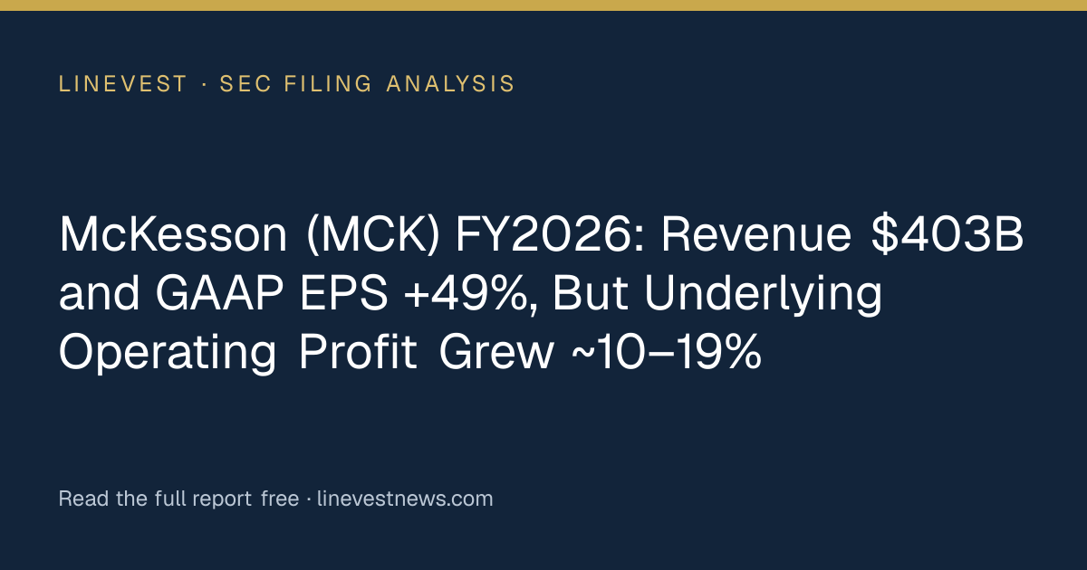 McKesson (MCK) FY2026: Revenue $403B and GAAP EPS +49%, But Underlying Operating Profit Grew ~10–19%