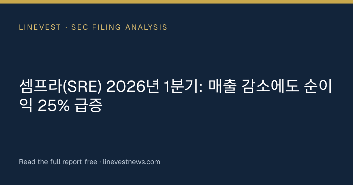 셈프라(SRE) 2026년 1분기: 매출 감소에도 순이익 25% 급증