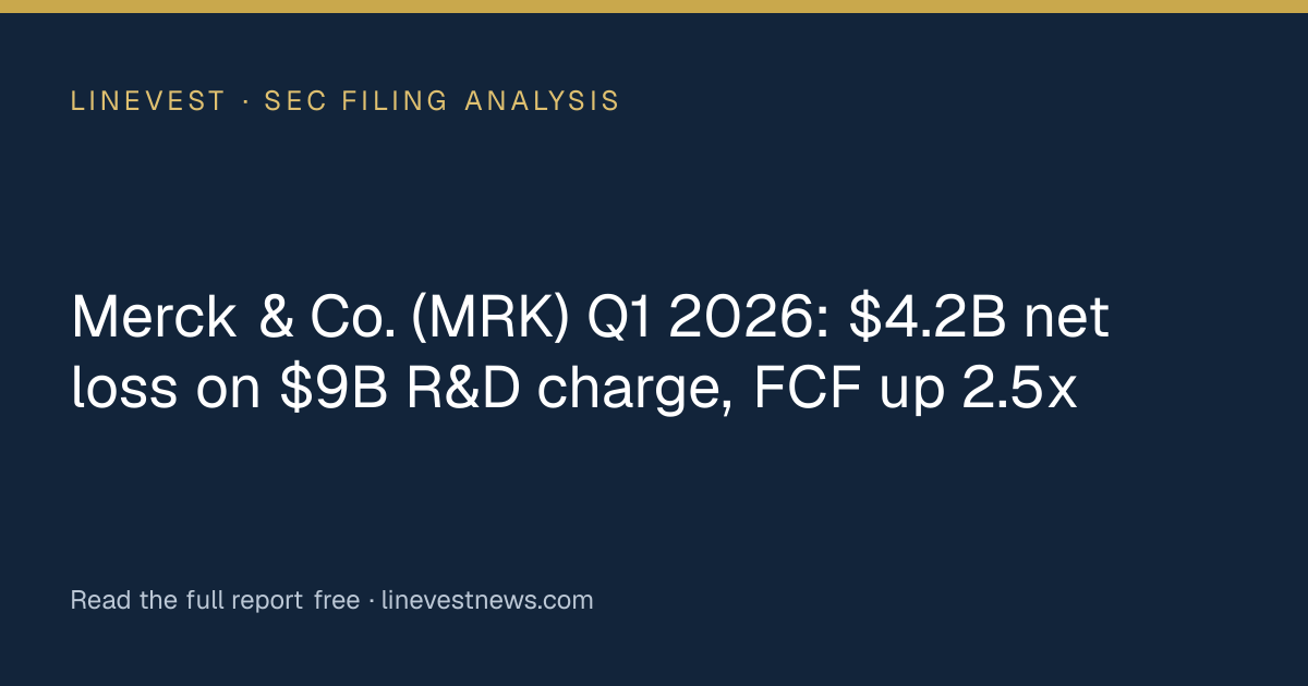 Merck & Co. (MRK) Q1 2026: $4.2B net loss on $9B R&D charge, FCF up 2.5x