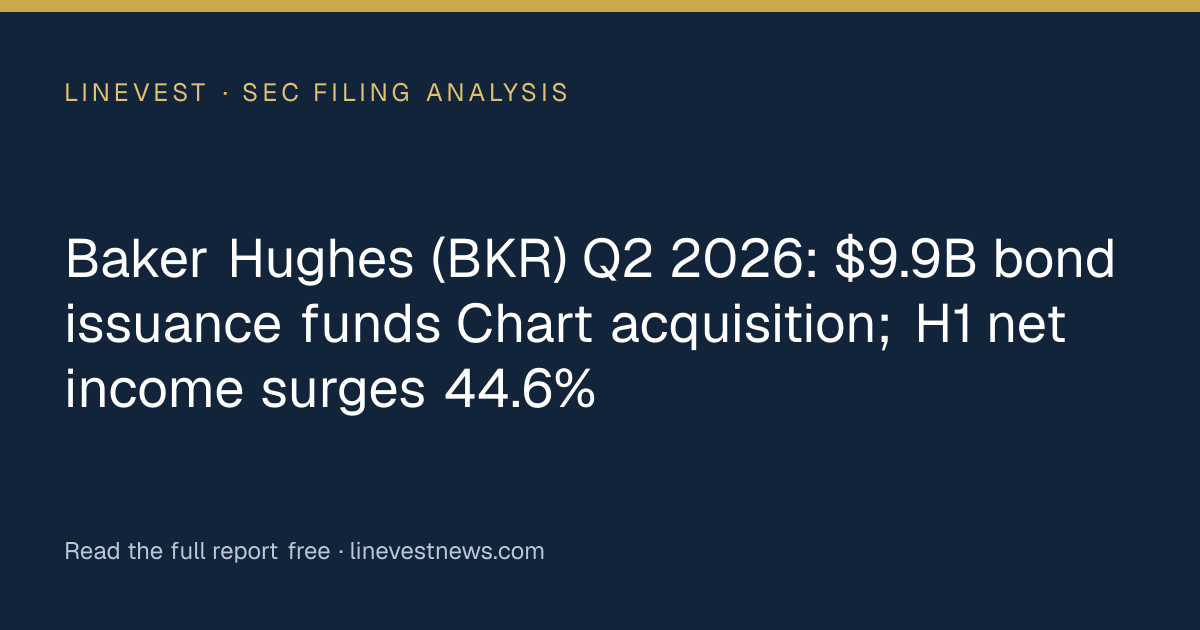 Baker Hughes (BKR) Q2 2026: $9.9B bond issuance funds Chart acquisition; H1 net income surges 44.6%