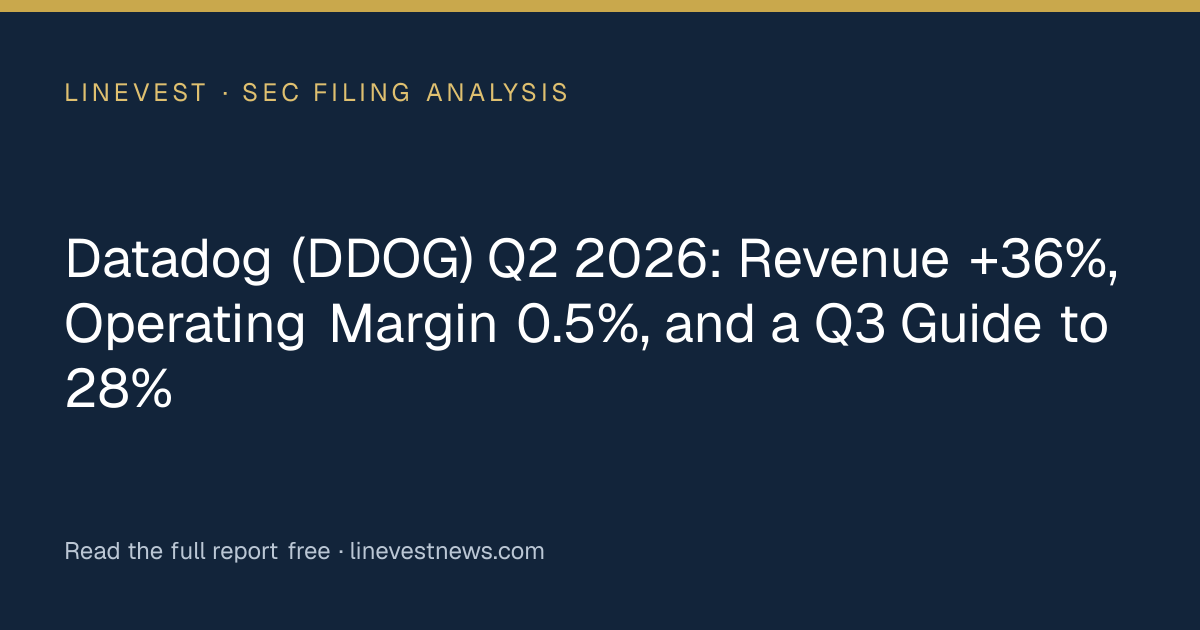 Datadog (DDOG) Q2 2026: Revenue +36%, Operating Margin 0.5%, and a Q3 Guide to 28%