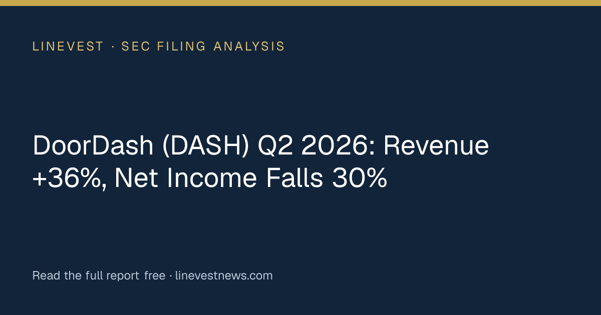 DoorDash (DASH) Q2 2026: Revenue +36%, Net Income Falls 30%