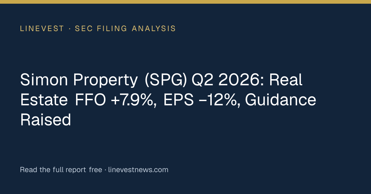 Simon Property (SPG) Q2 2026: Real Estate FFO +7.9%, EPS −12%, Guidance Raised
