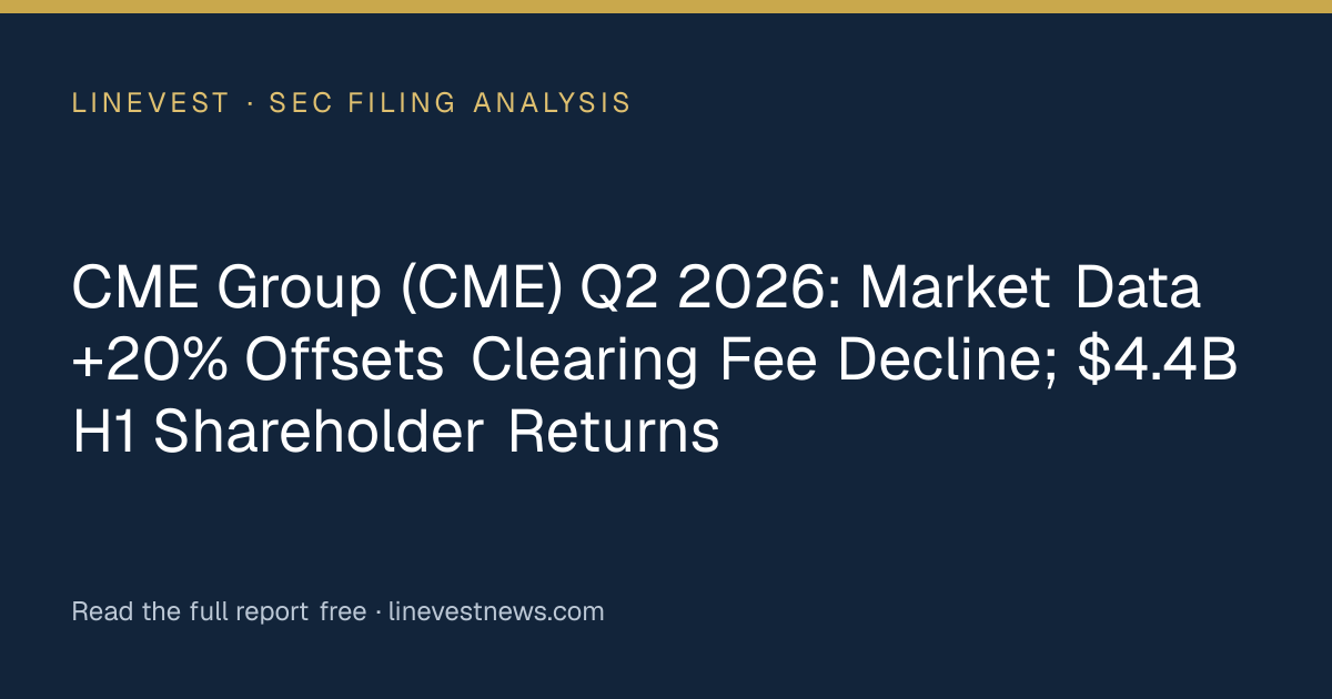 CME Group (CME) Q2 2026: Market Data +20% Offsets Clearing Fee Decline; $4.4B H1 Shareholder Returns