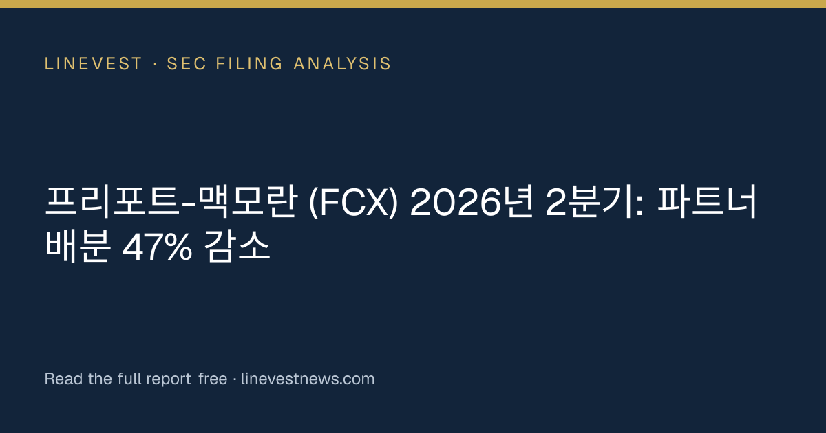 프리포트-맥모란 (FCX) 2026년 2분기: 파트너 배분 47% 감소