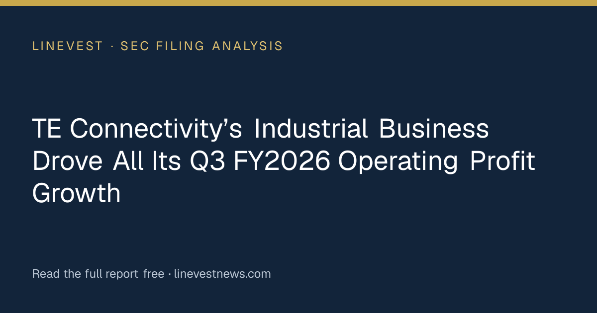 TE Connectivity’s Industrial Business Drove All Its Q3 FY2026 Operating Profit Growth