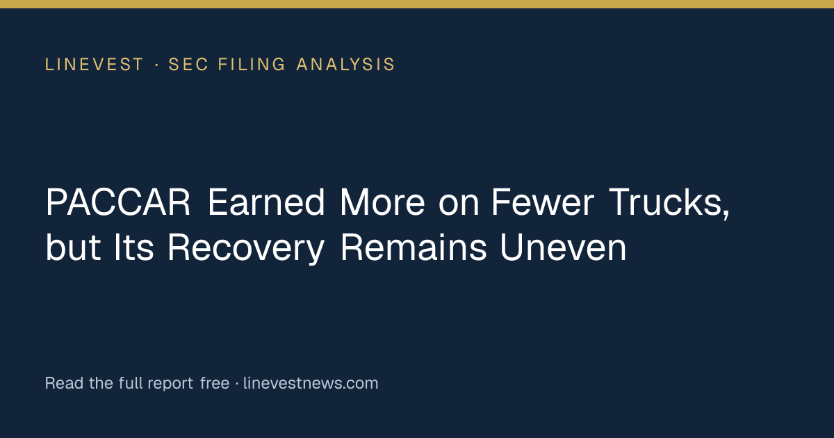 PACCAR Earned More on Fewer Trucks, but Its Recovery Remains Uneven
